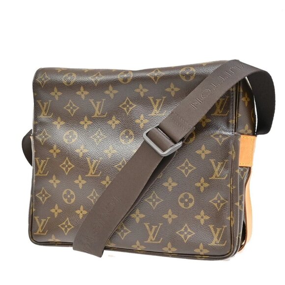 LOUIS VUITTON Logo Naviglio Shoulder Bag Monogram Leather Brown - Picture 1 of 16